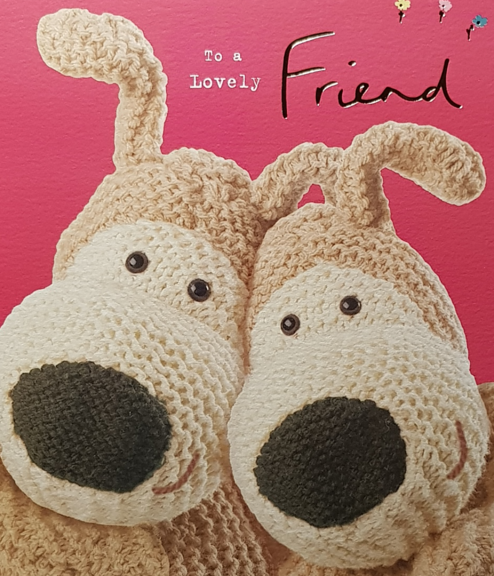 Birthday Card - Friend / Two Lovely Dogs On Red Front