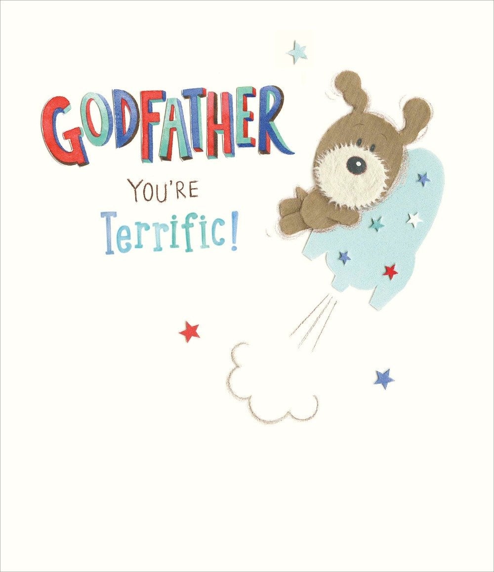 Fathers Day Card - Godfather / You're Terrific ! & Blue Stars