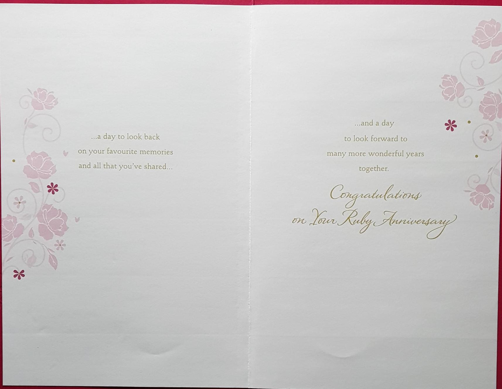 Anniversary Card - 40th Anniversary / Two Champagne Glasses & A Red Ribbon