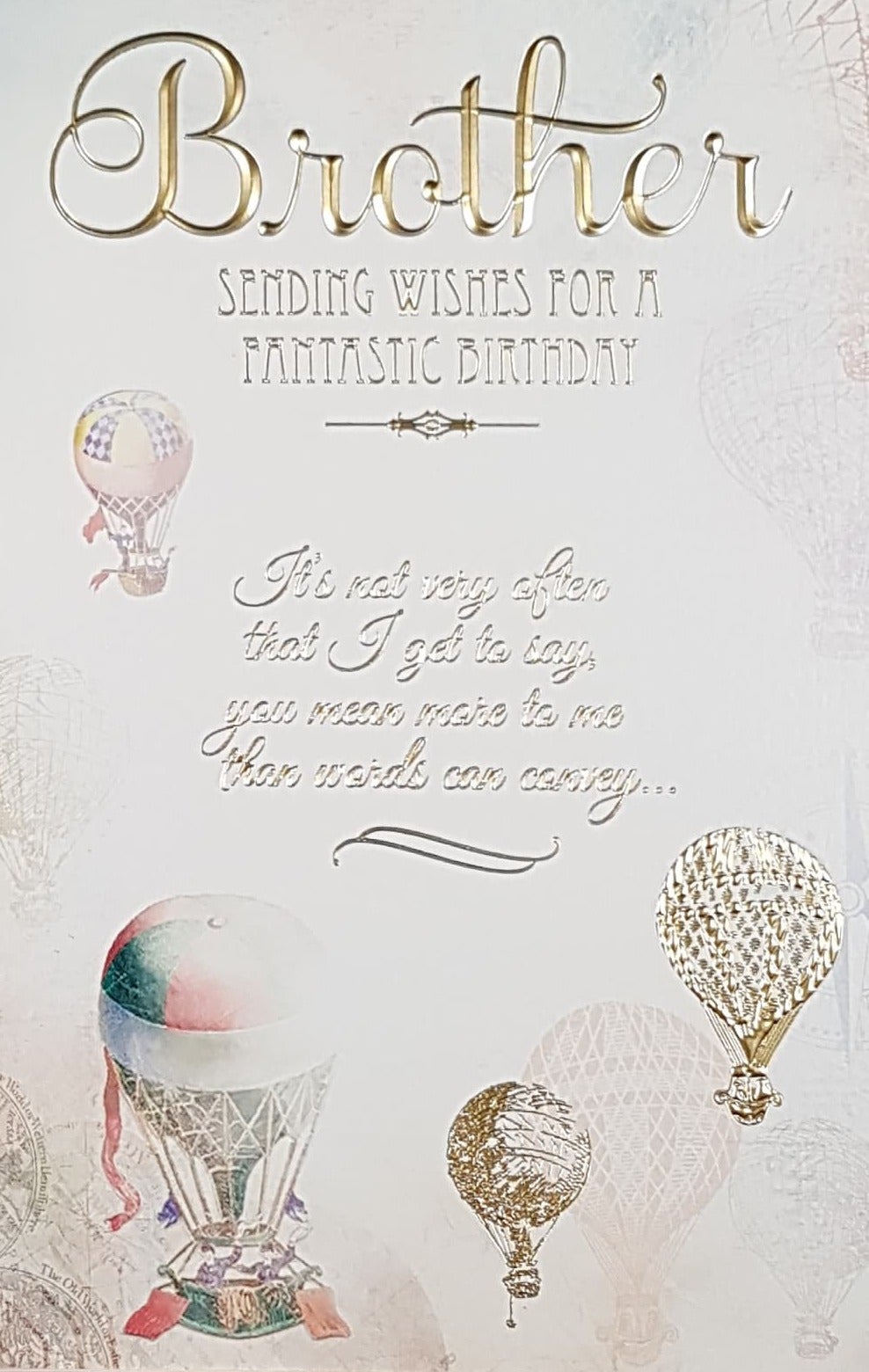 Birthday Card - Brother / Gold Air Balloons