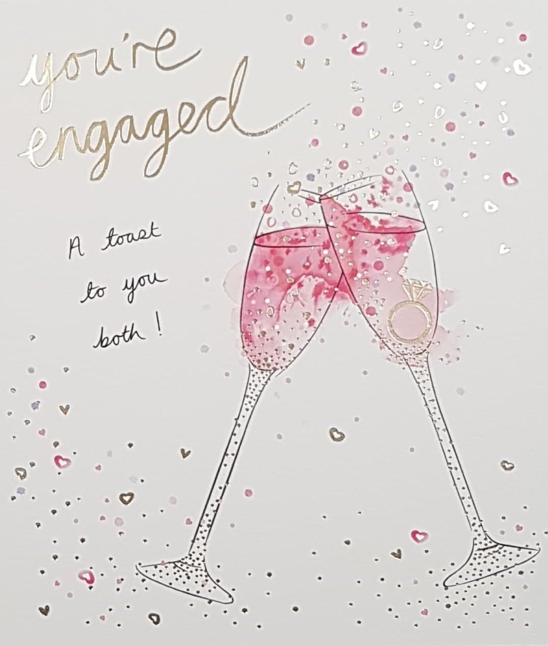 Engagement Card - A Toast To You Both / Two Glasses Of Pink Champagne