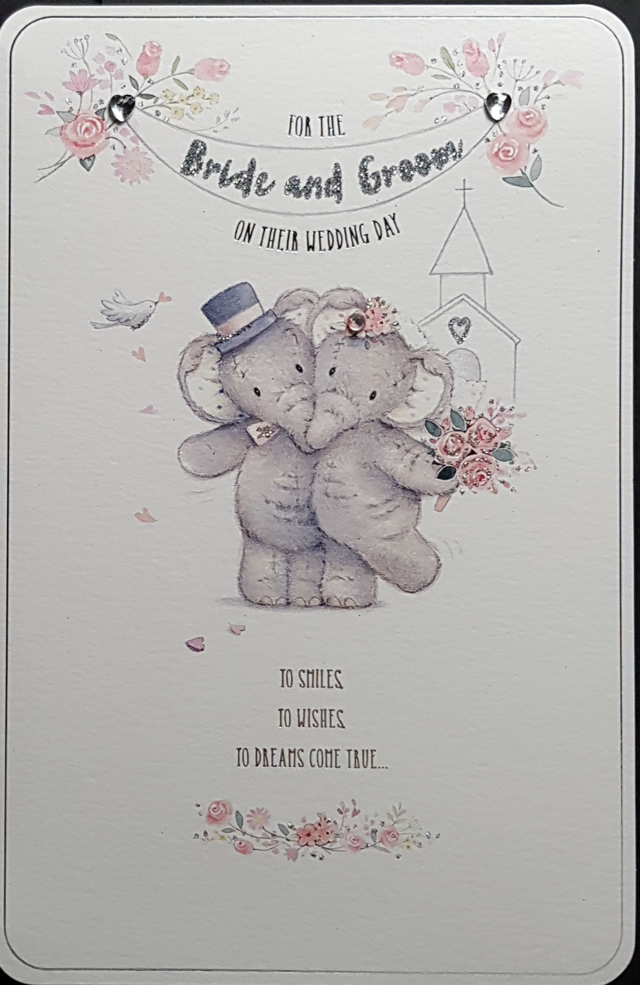 Wedding Card - Cute Bride & Groom Elephants
