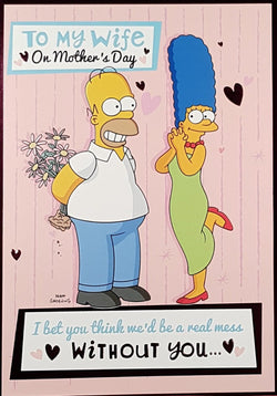 Wife Mothers Day Card - A Happy Couple & Love Hearts