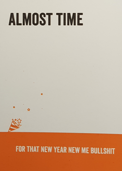 New Year Card - Orange Stars On White & Orange Front (Humour)