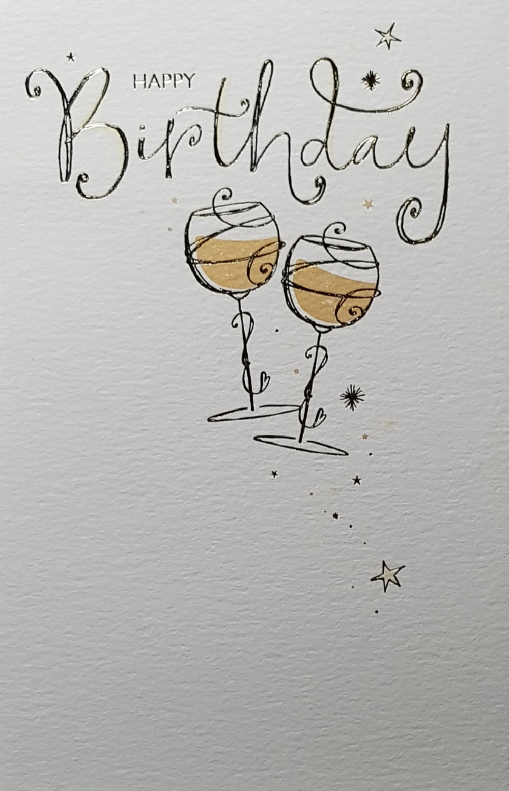 Birthday Card - General / Two Glasses Of Champagne & Swirls Font