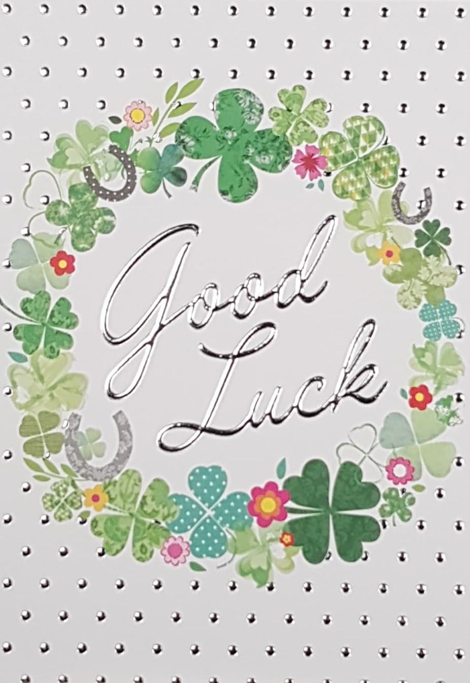 Good Luck Card - A Wreath Of Four-Leaf Clovers