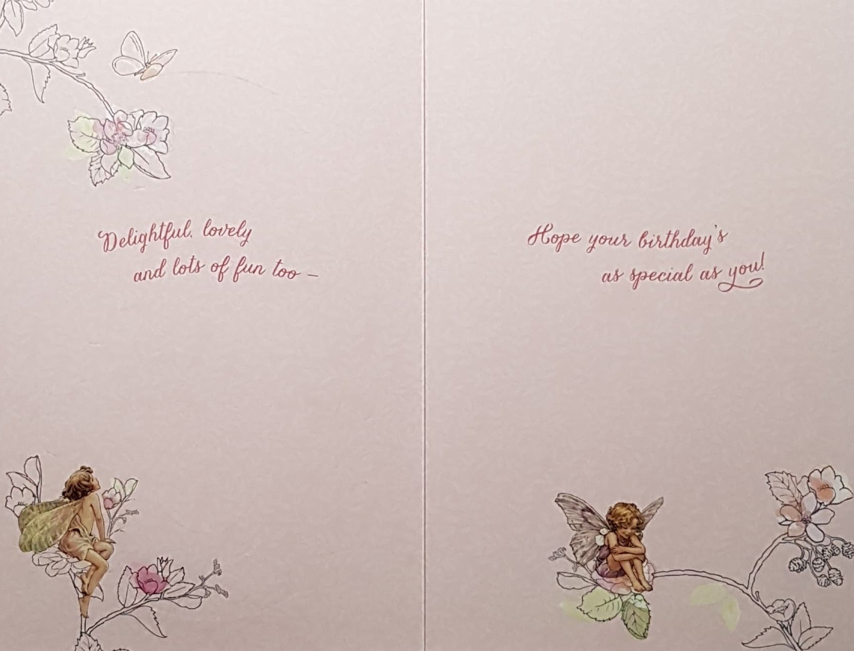 Age 6 Birthday Card - Cute Little Fairies & Flowers On Pink 6