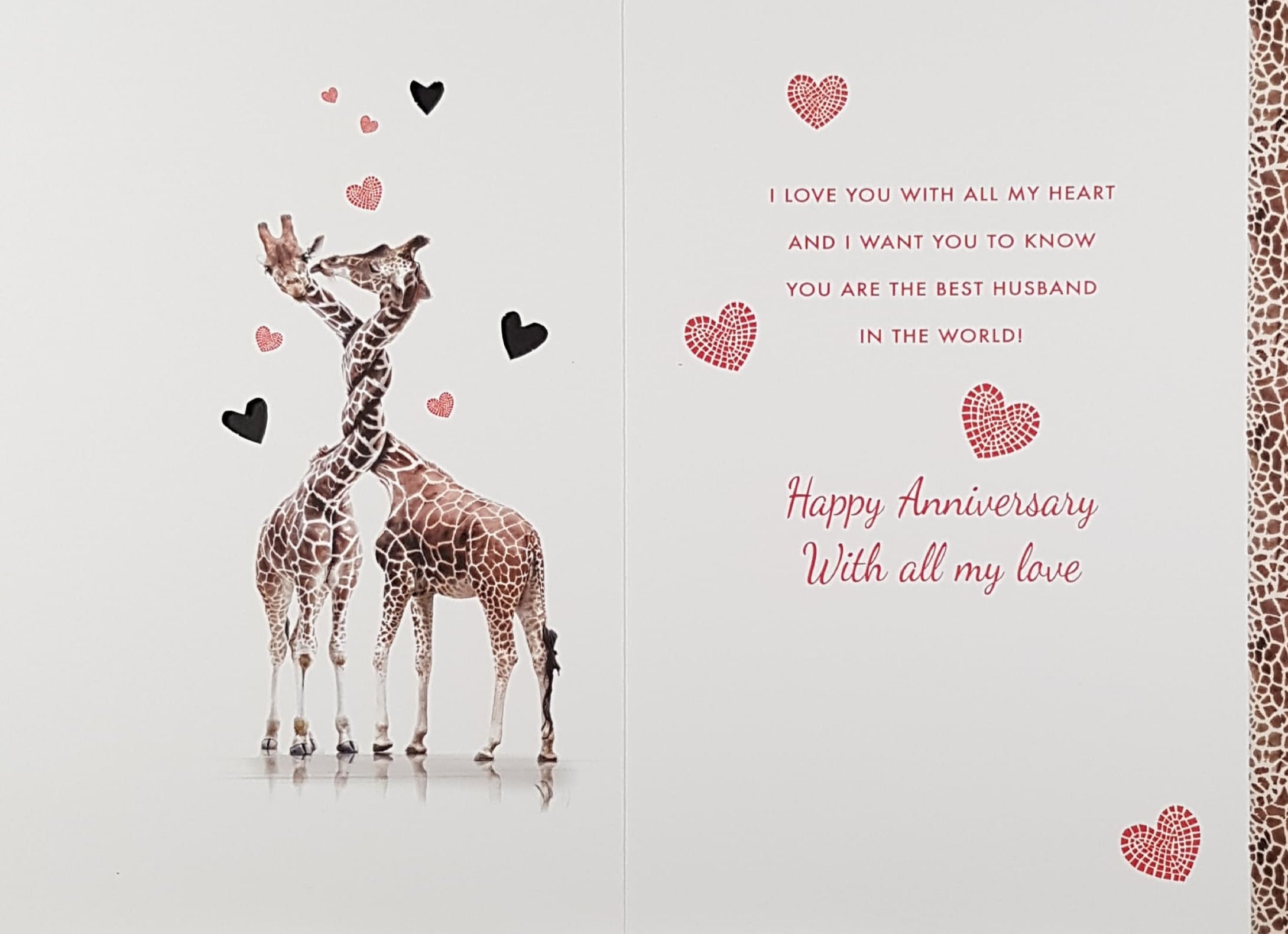Anniversary Card - Husband / Two Giraffes Cuddling