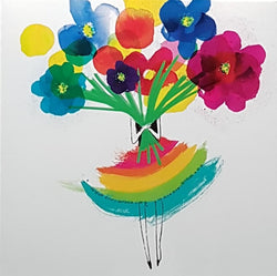 Blank Card - A Lady Holding A Bunch Of Flowers