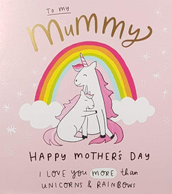 Mummy Mothers Day Card - Unicorns & Rainbows