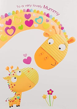 Mummy Mothers Day Card - Heart Patterned Giraffe