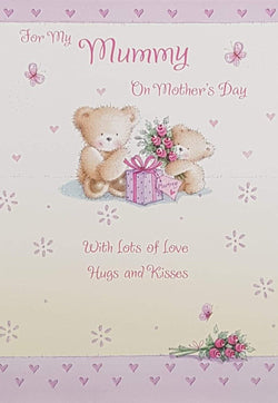 Mummy Mothers Day Card - Hugs And Kisses' & Cute Bears