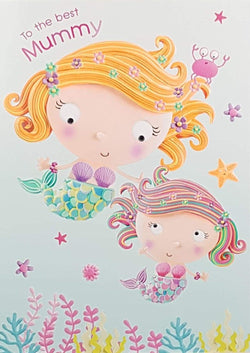 Mummy Mothers Day Card - Mermaids (Colouring Card)