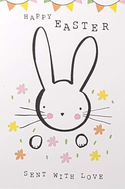 Easter Card - Just For You / A White Bunny & A Yellow Banner