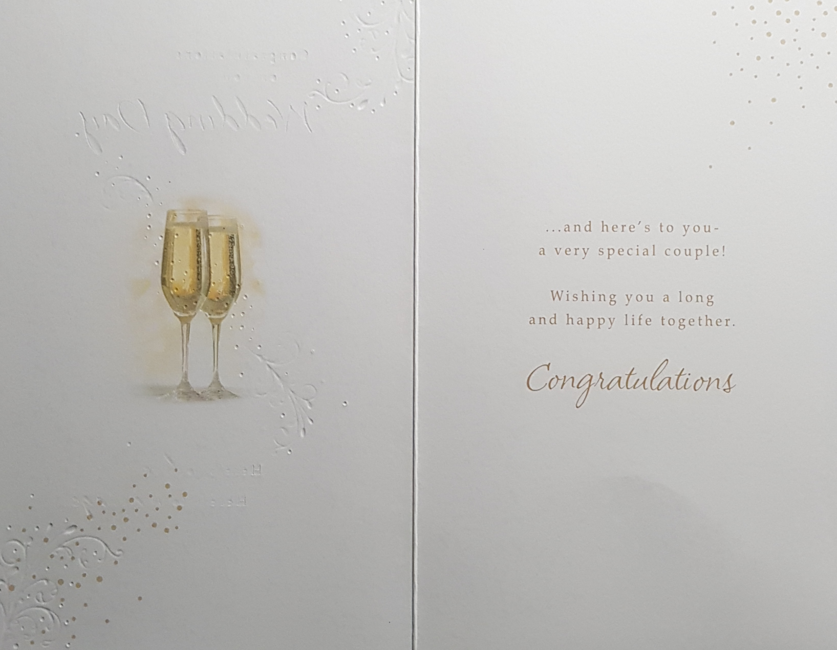 Wedding Card - Two Glasses Of Gold Champagne