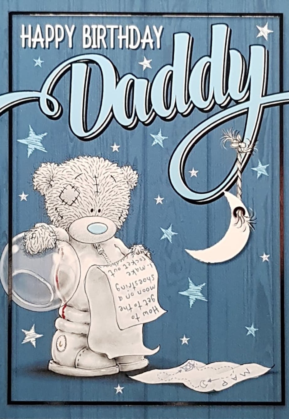 Birthday Card - Daddy / A White Moon & Blue Stars