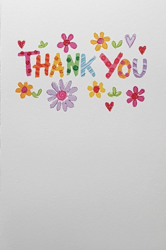 Thank You Card - A Colourful Font & Flowers