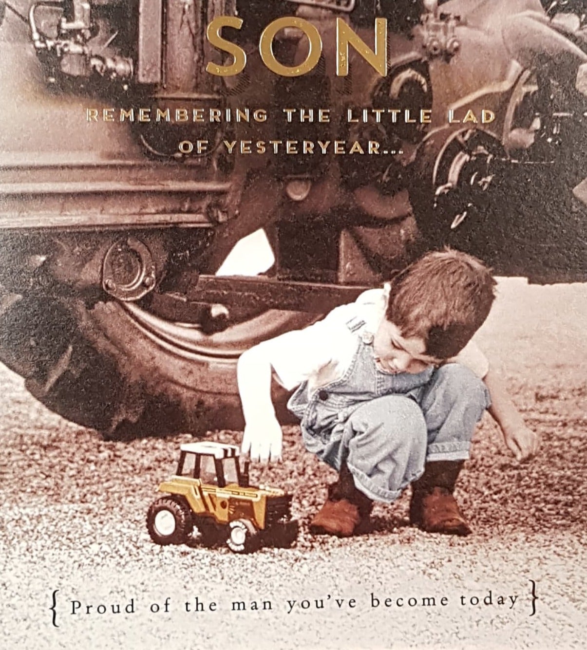 Birthday Card - Son / Boy Outside Playing With A Tractor