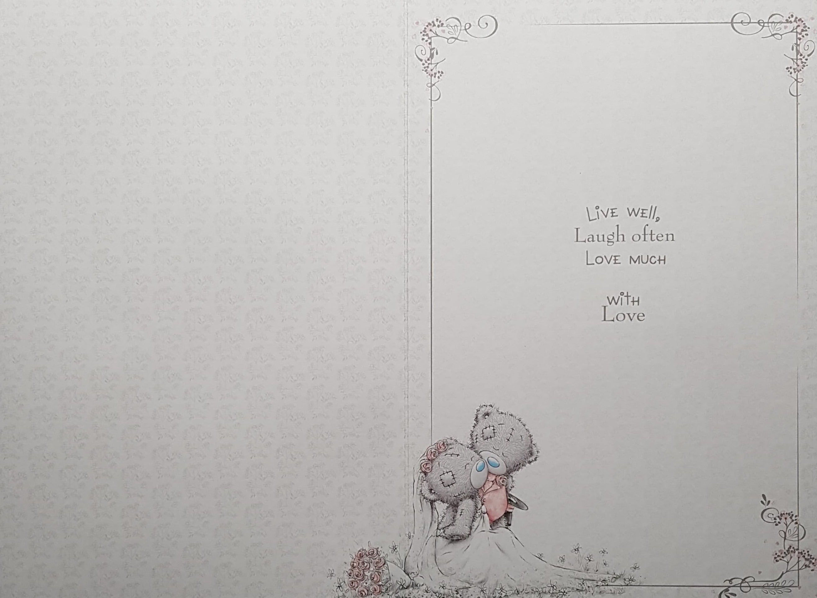 Wedding Card - With Love On Your Wedding Day/ Groom & Bride Teddies Touching Noses