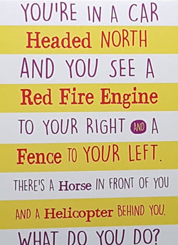 Birthday Card - Humour / A Funny Verse & Yellow Stripes