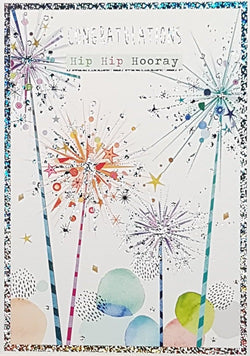 Congratulations Card - Purple & Orange Sparklers