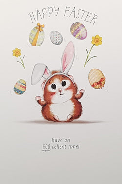 Easter Card - A Cute Hamster Wearing Bunny Ears
