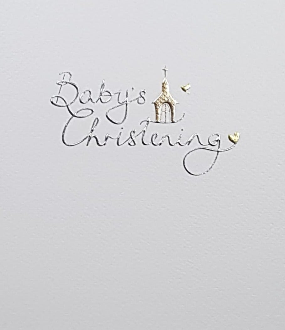 Christening Card - A Little Gold Church & A Heart