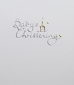 Christening Card - A Little Gold Church & A Heart