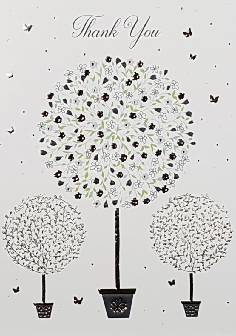 Thank You Card - Three Potted Round Trees