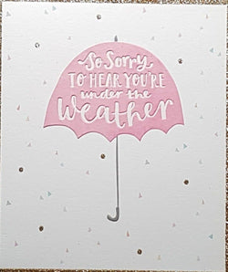 Get Well Soon Card - A Pink Umbrella On A White Background
