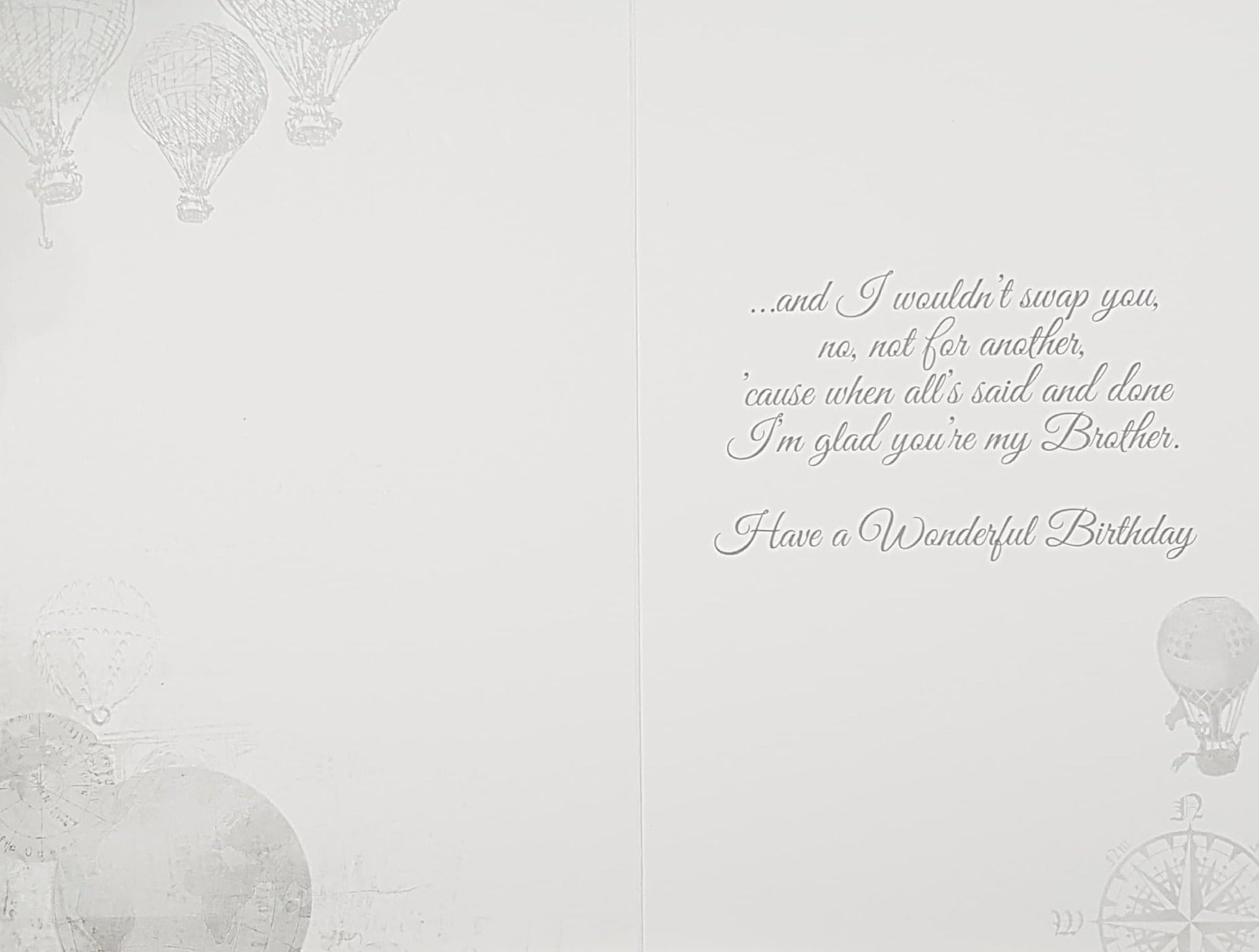 Birthday Card - Brother / Gold Air Balloons