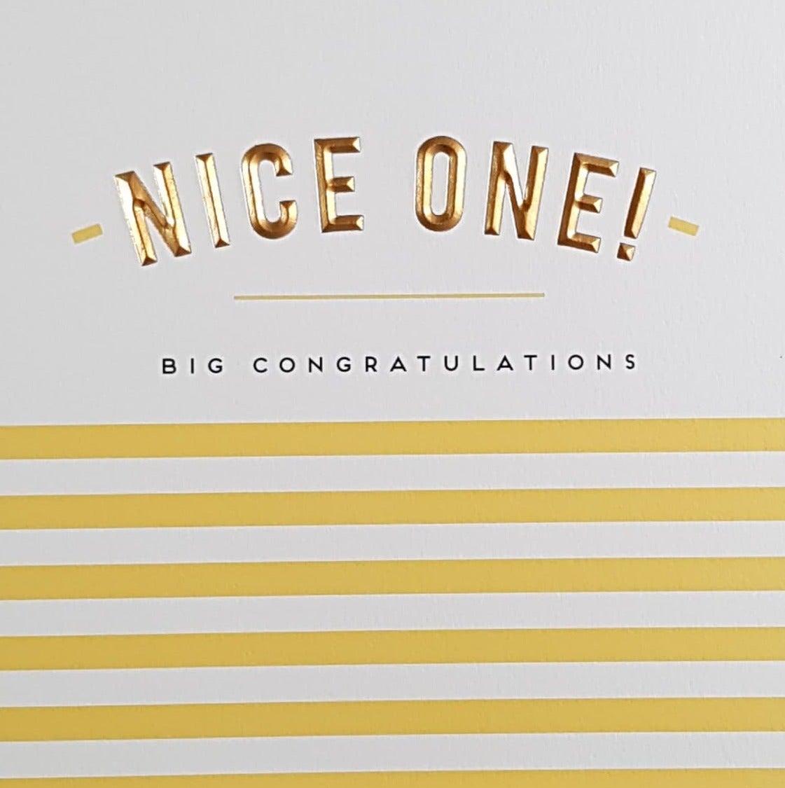 Congratulations Card - A Shiny Gold Font & Yellow Stripes