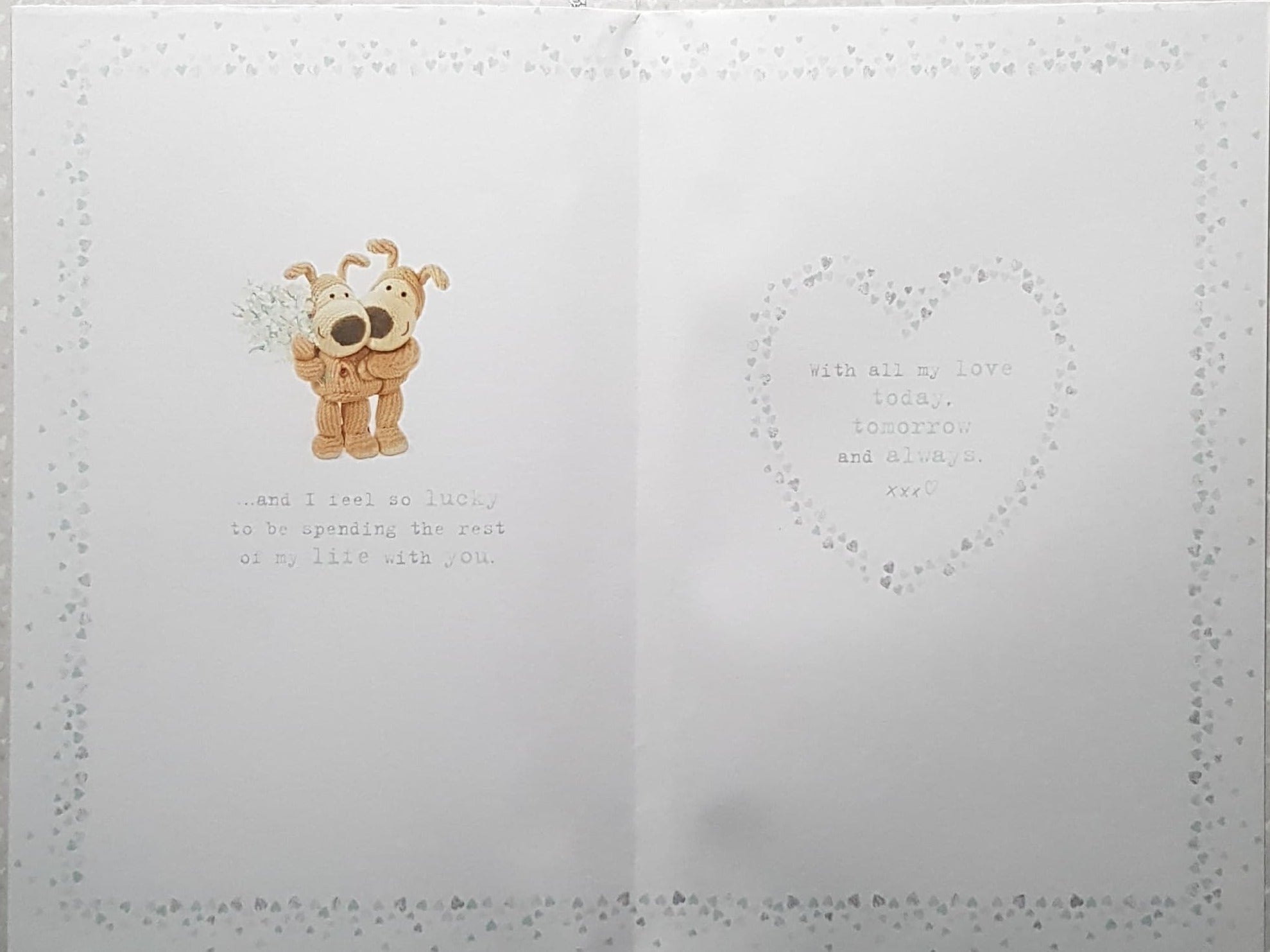 Wedding Card - Wife / Cute Teddy Couple Hugging & Holding A  Bouquet