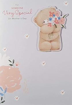 Someone Special Mothers Day Card - Beige Bear With Flowers