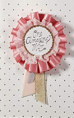 Mum Mothers Day Card - Large Pink Badge