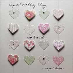 Wedding Card - Rows Of Hearts With Different Patterns