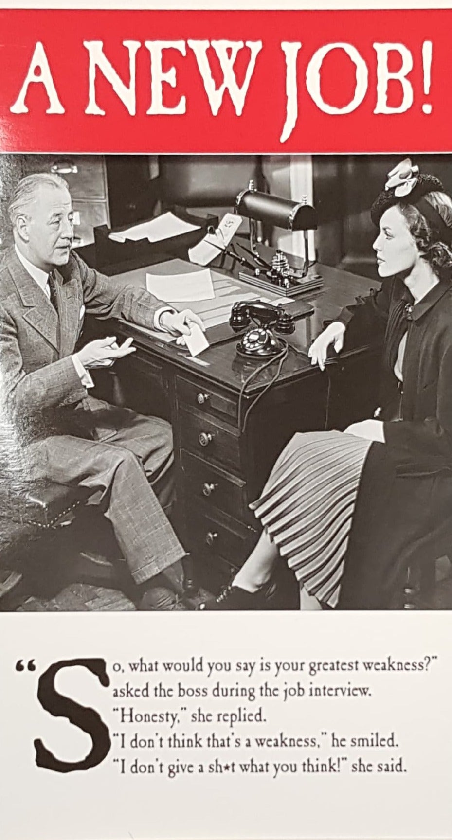 Congratulations Card - New Job / Job Interview Joke