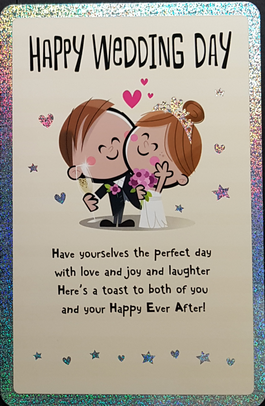 Wedding Card - Cute Happy Couple with Verse