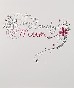 Birthday Card - Mum / An Elegant Floral Motive & A Silver Star