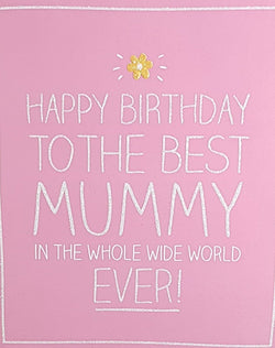 Birthday Card - Mummy / A Little Yellow Flower On A Pink Background