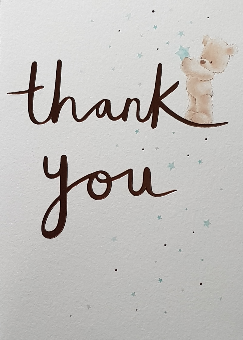 Thank You Card - Teddy Holding A Blue Star