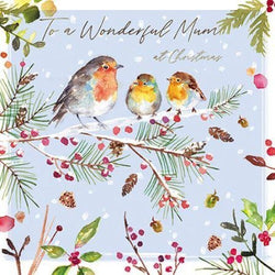 Mum Christmas Card - Robin Family