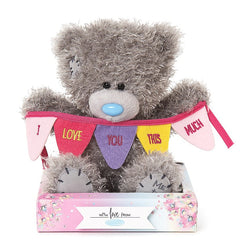 Birthday Gift - Soft Toy / Cute Gray Teddy Holding I Love You This Much Bunting