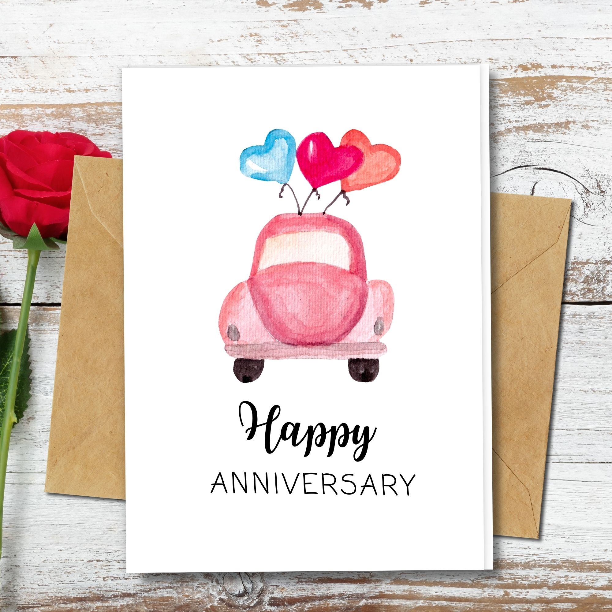 General Anniversary Card - Love Car
