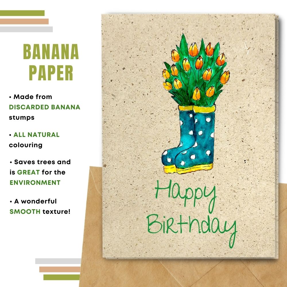 General Birthday Card - Boots & Flowers