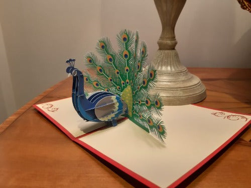 Birthday Pop Up Card - Peacock