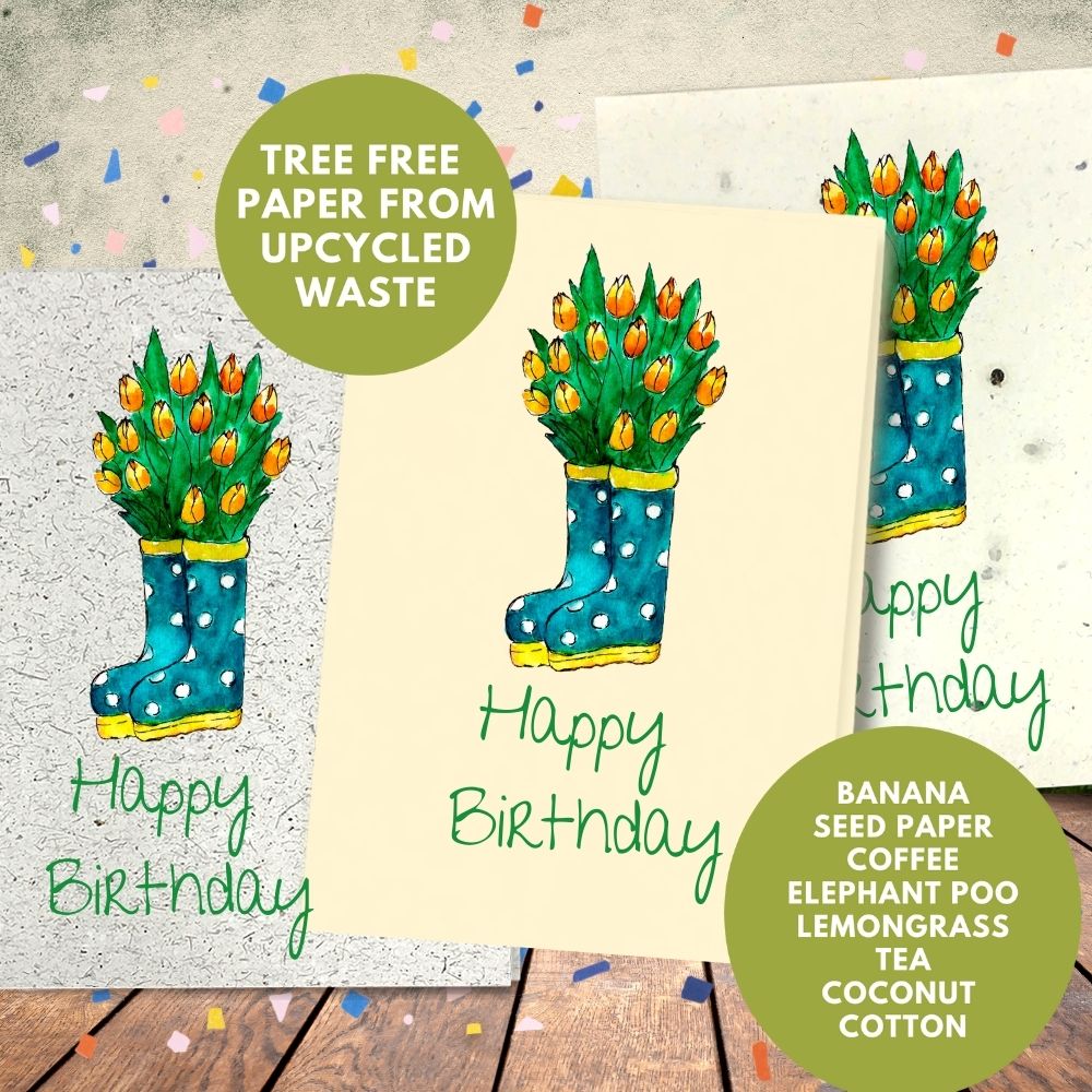 General Birthday Card - Boots & Flowers