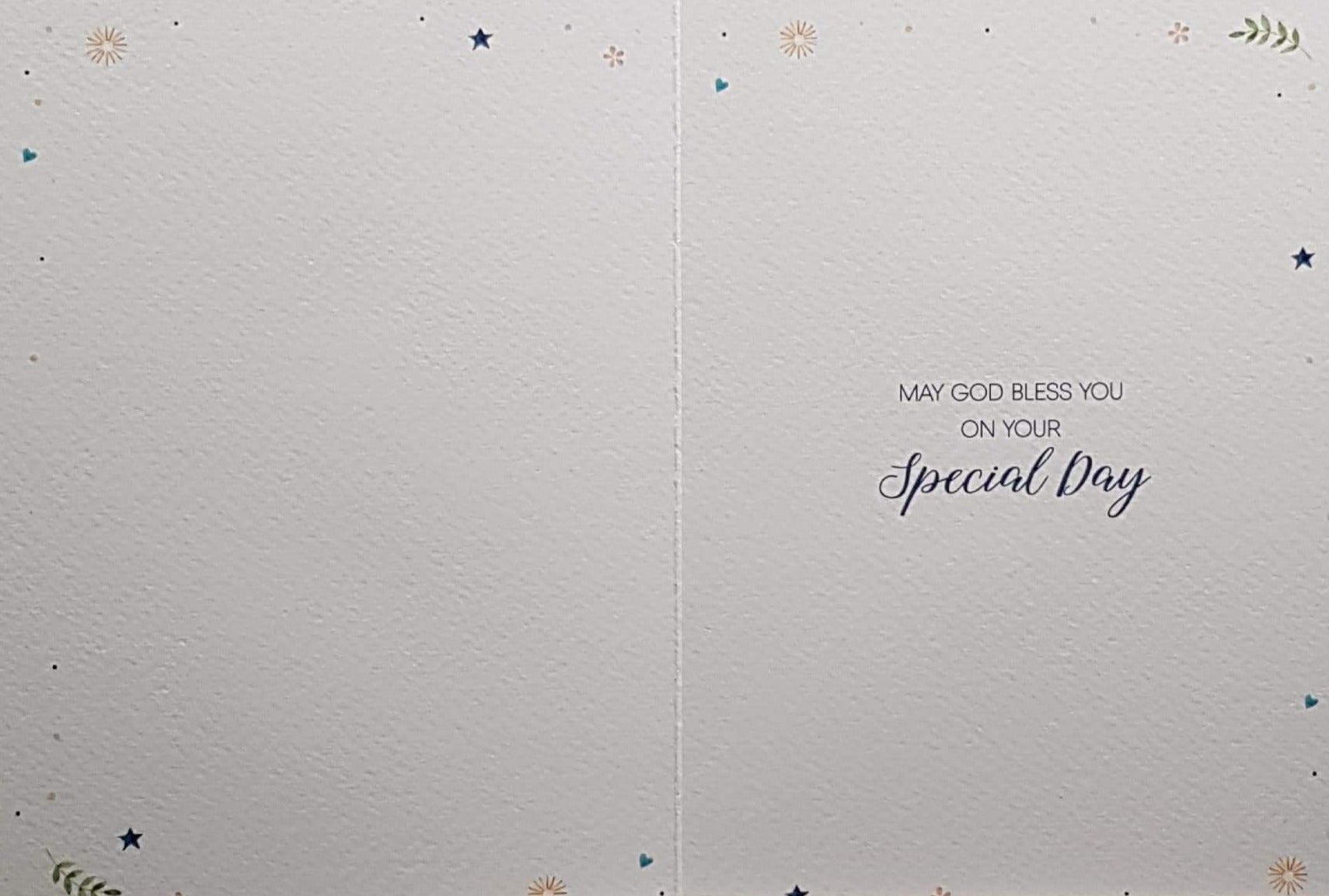 Communion Card - Gender Neutral - On Your First Communion & Circle of Hearts, Flowers, Crosses & Chalices