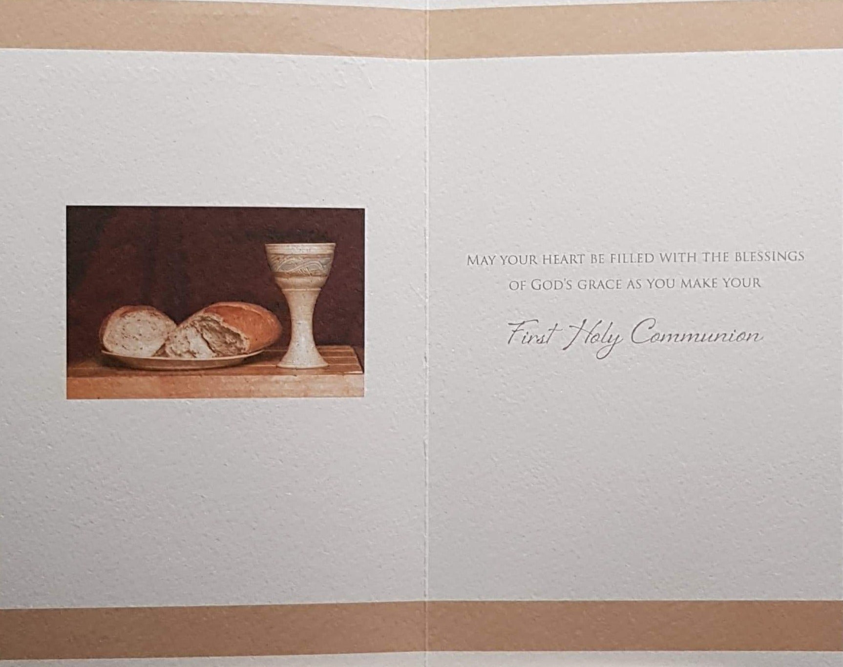 Communion Card - Gender Neutral - On The Day Of Your First Communion & Bread & Wine Chalice