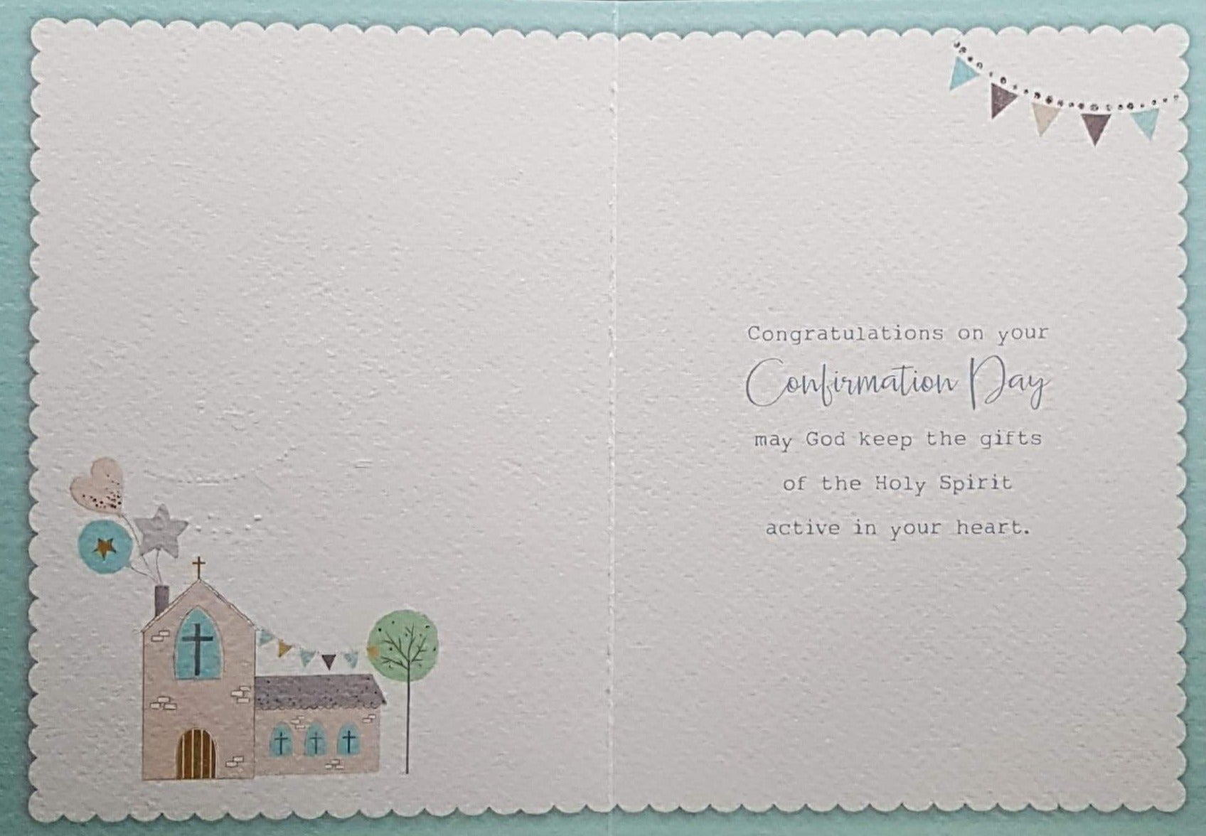 Confirmation Card - Gender Neutral - On Your Confirmation Day & Chrch with Balloons & Stars